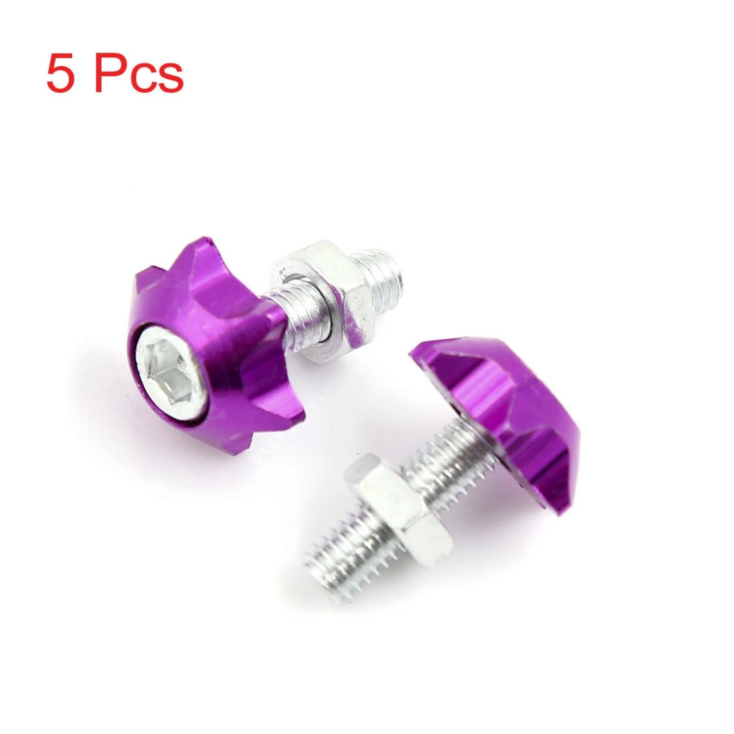 Stars Shaped License Plate Bolts Screws Decor 6mm Dia 5 Pcs for Cars