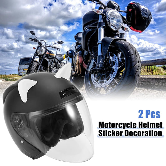 2 x Motorcycle Cat Ears Style Stick On Helmet Decoration Accessories White TPU