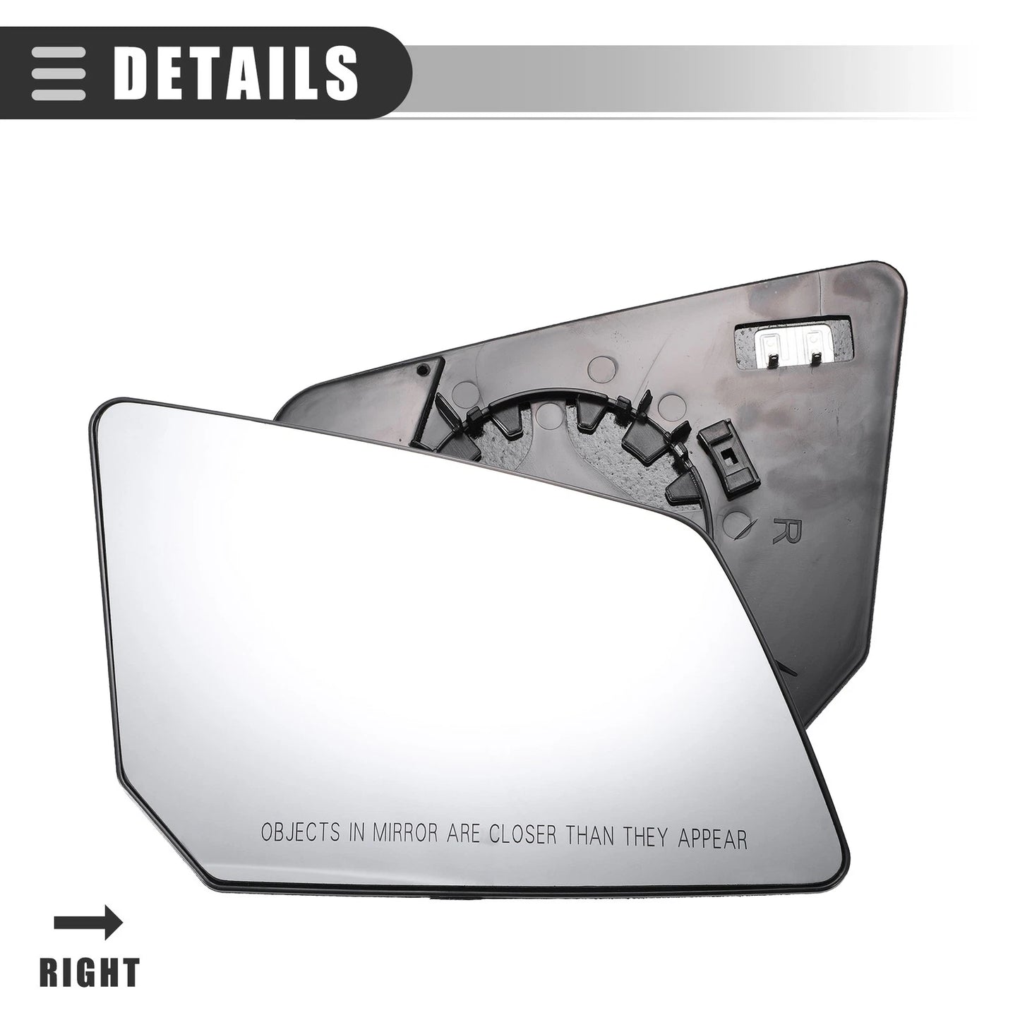Front Right Rearview Mirror Glass for GMC Acadia Black Clear