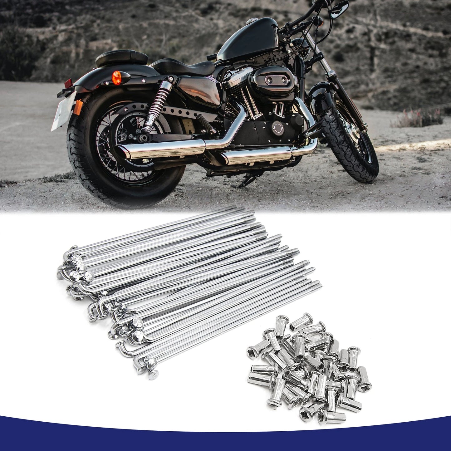 4mm Thread 36 x Motorcycle Wheel Spokes with Nipples for Universal