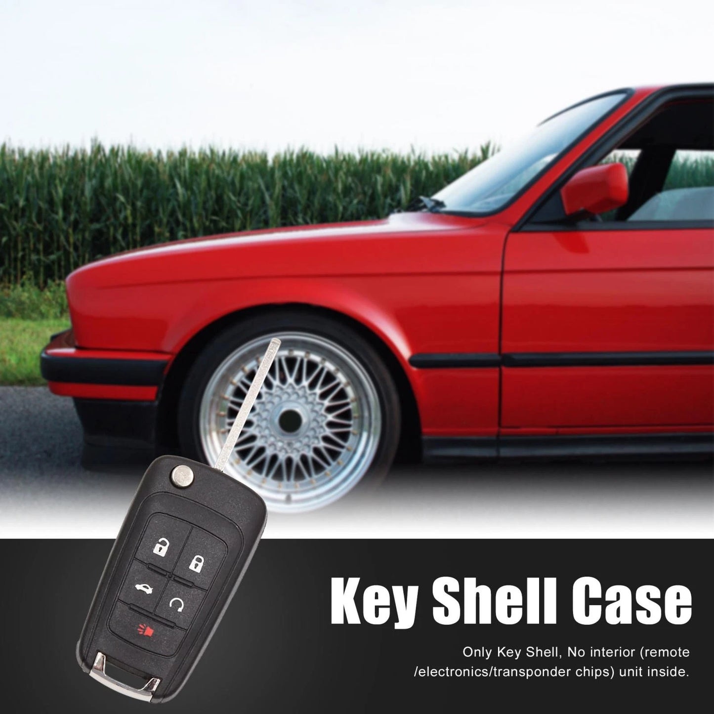 Shell Case 5-Key Fob Replacement for Chevrolet Camaro Key Button Black