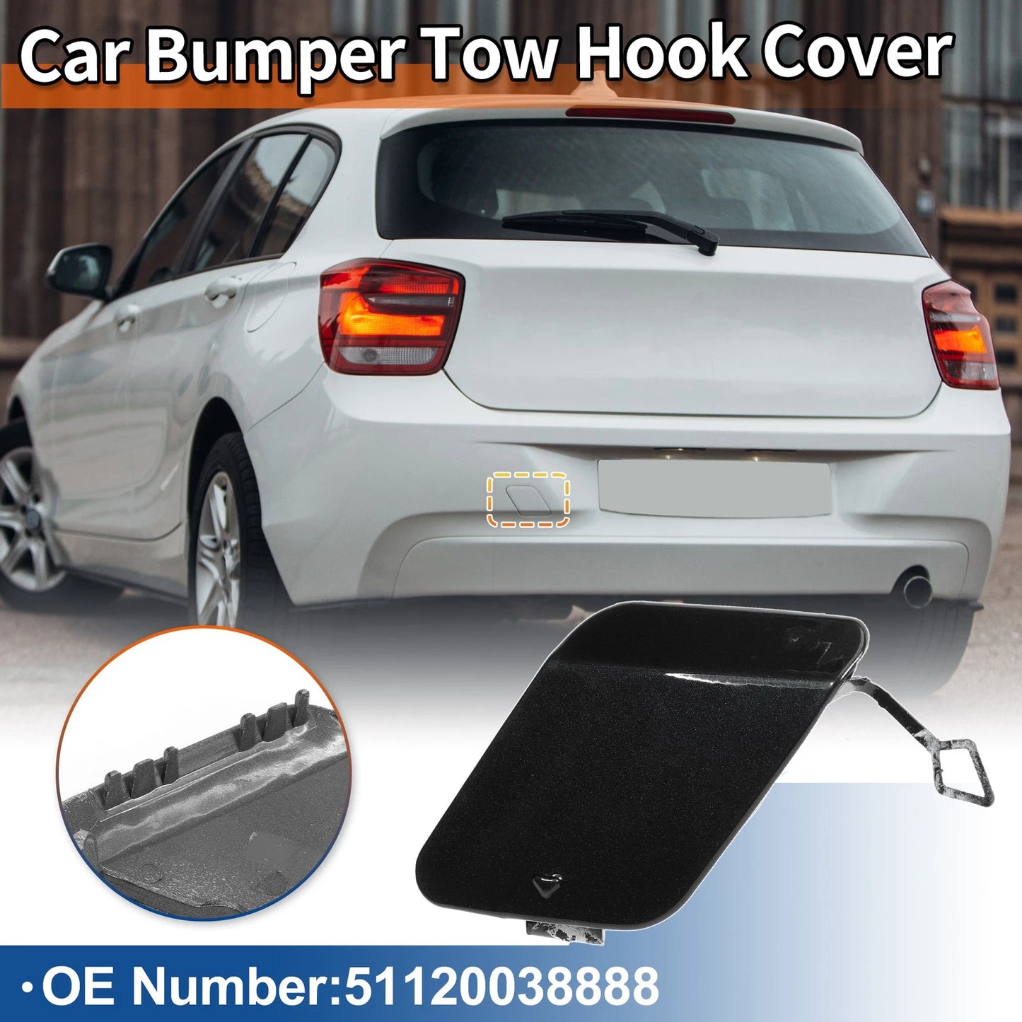 Rear Tow Hook Cover for BMW 1 Series F20 (2011-2019) - Deep Sea Blue