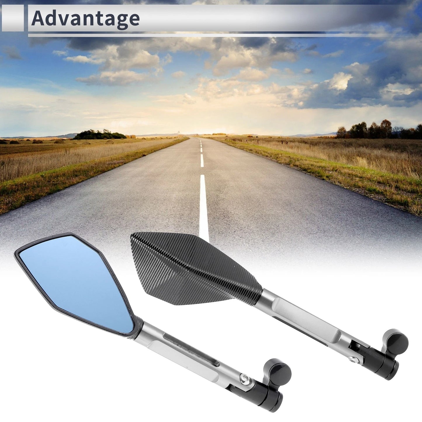 M8/M10 Motorcycle Rear View Mirrors Aluminum Silver Tone for Motorcycle