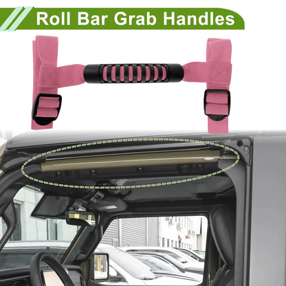 Roll Bar Grab Handles for Jeep Wrangler 1987-2021 - 2 x Pink Handles