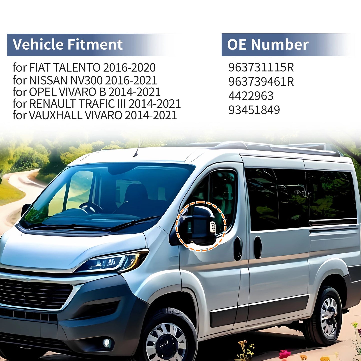 Left Passenger Side Mirror Cover for FIAT TALENTO (2016-2020)