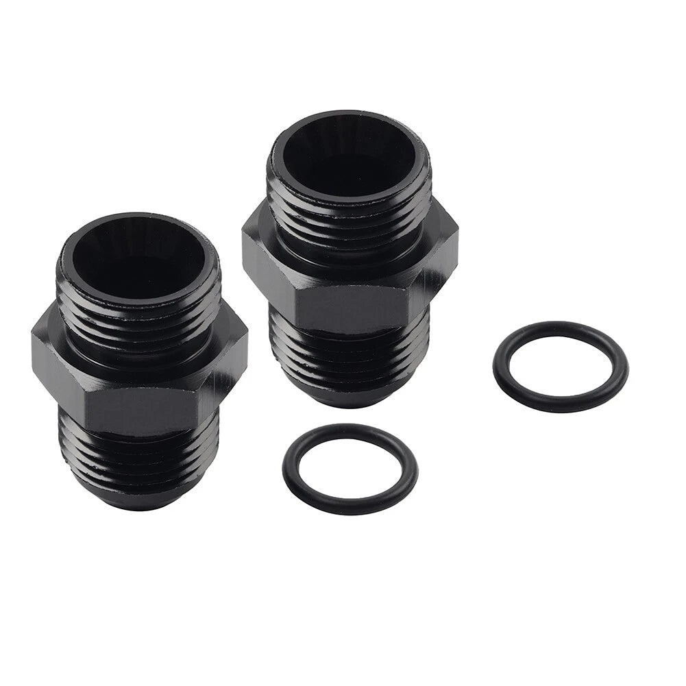 2 x Black Aluminum AN10 Flare to 10AN ORB Male Fitting Adapter for Make & Model