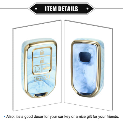 5 x Key Fob Covers for Honda Accord CRV - Porcelain Pattern Soft TPU Blue