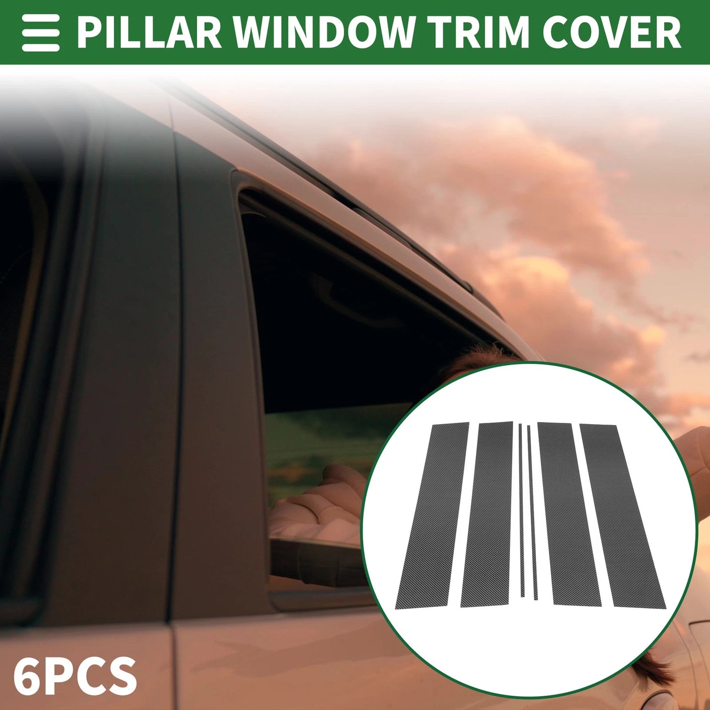 6 Pcs Door Pillar Window Trim for Honda Odyssey (2005-2010) Black Carbon Fiber