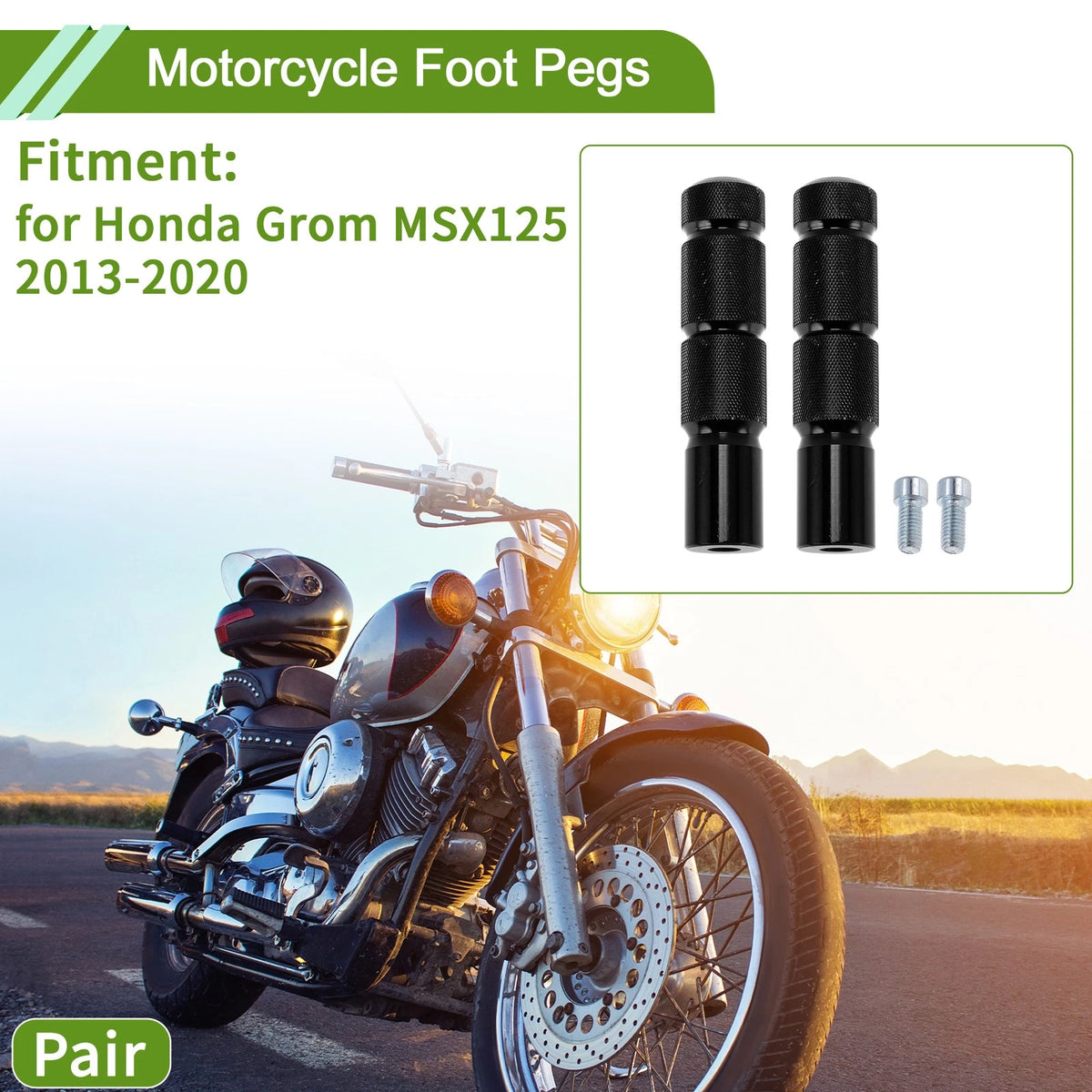 Foot Pegs for Honda Grom MSX125 Front Pedal Aluminum Alloy Black