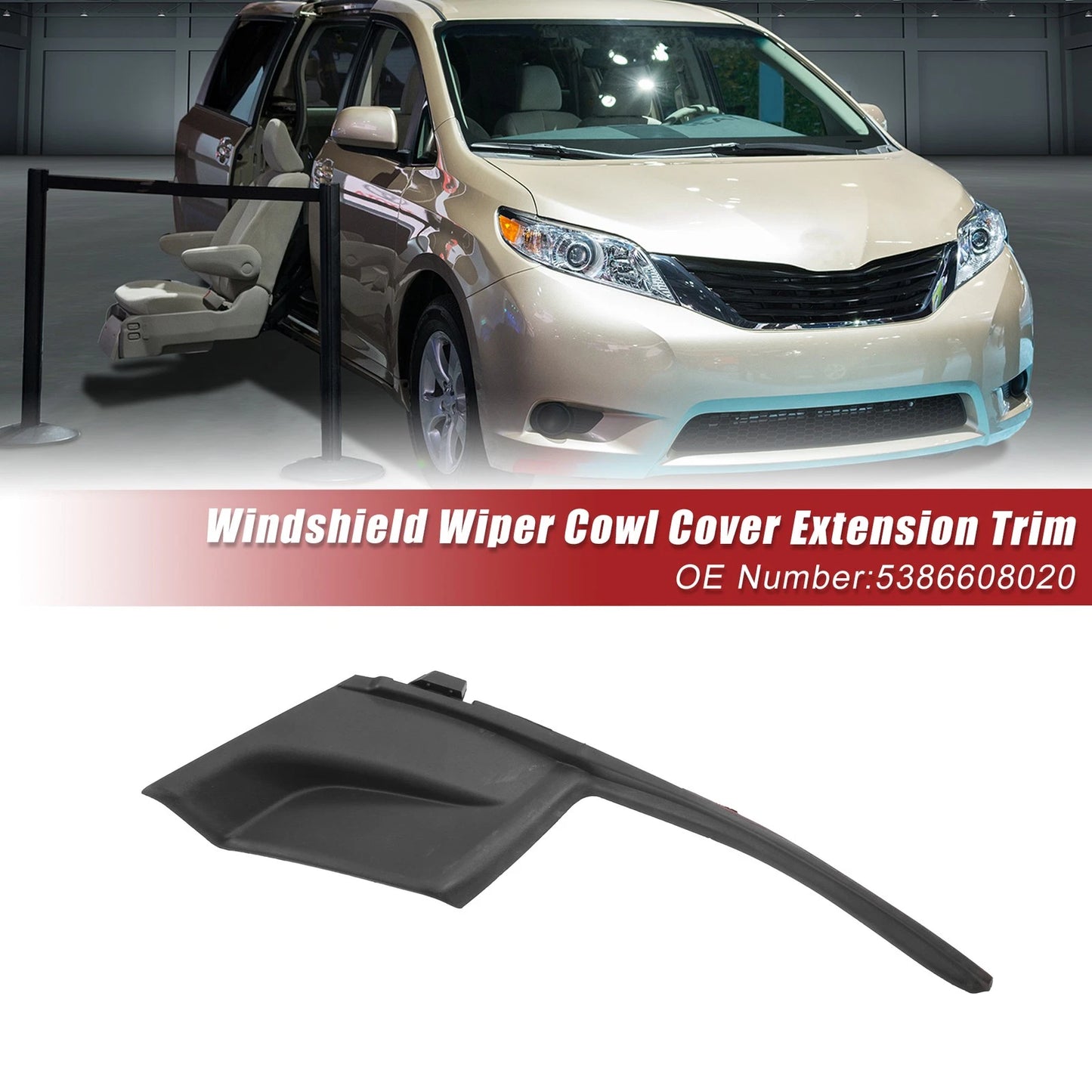 Front Right Windshield Wiper Cowl Panel for Toyota Sienna (2011-2020)