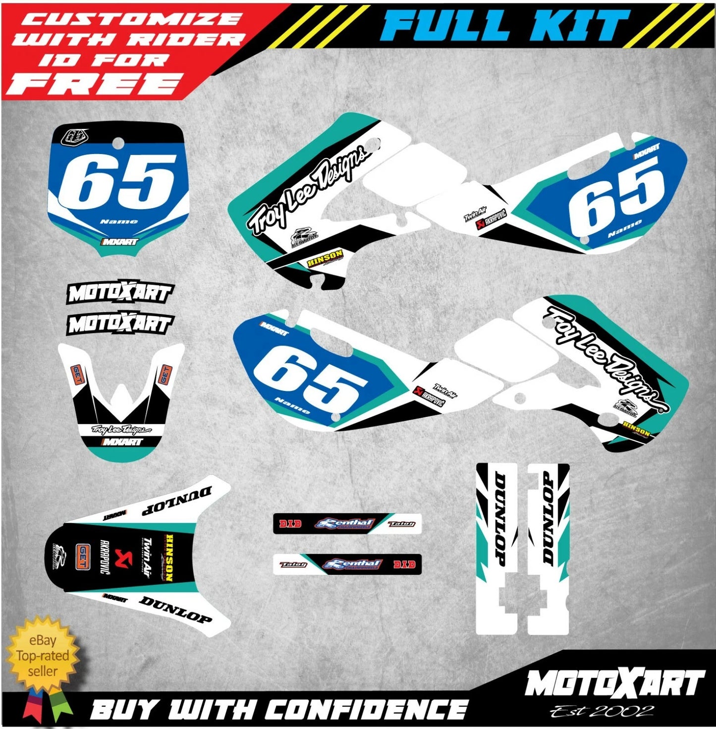 Custom Graphics Kit for Kawasaki KX 65 Decals (2000-2024)