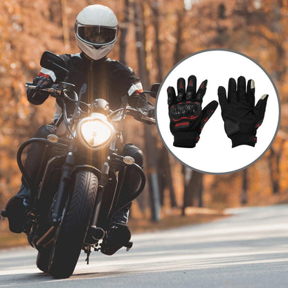 1 Pair Gloves Heat Dissipation Full Finger Black Red Polyester for Motorcycle