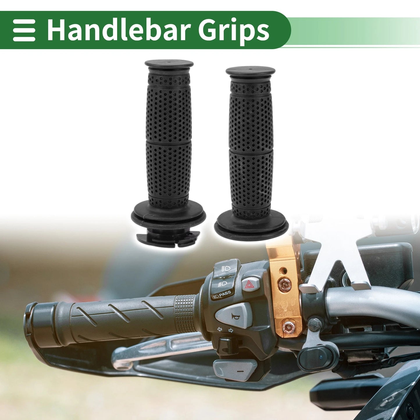 7/8 22mm Hand Grips TPU Black Hexagon for Motorcycle
