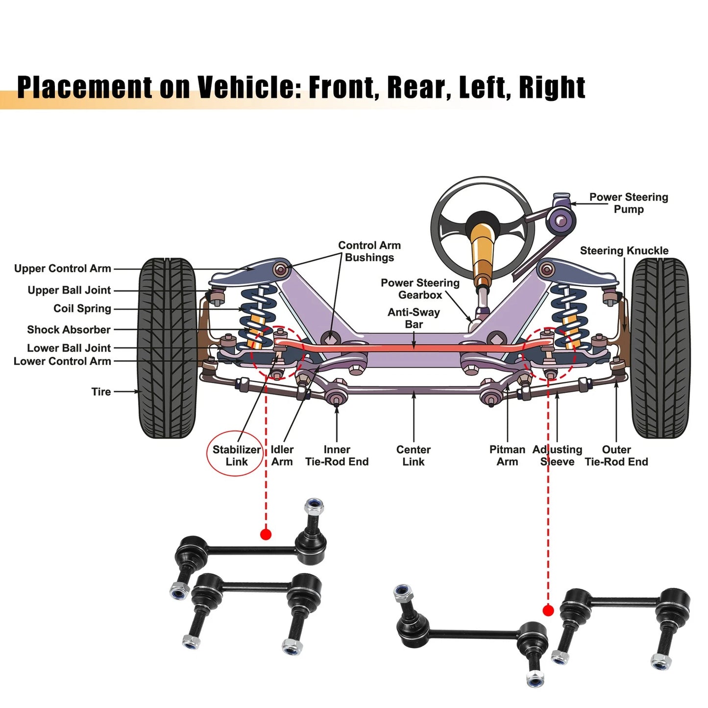 4 Pcs Sway Bar Links for Jeep Grand Cherokee (2011)