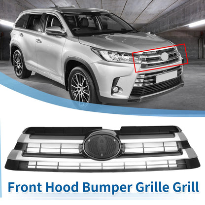 Front Upper Hood Bumper Grille for Toyota Highlander (2017-2019) Black