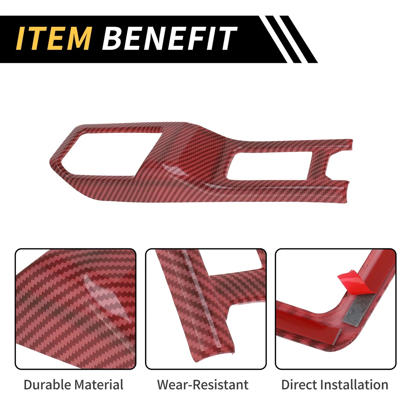 4WD Gear Shift Panel Cover for Jeep Wrangler JL JLU (2018-2024) Carbon Fiber Red