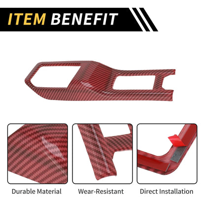 4WD Gear Shift Panel Cover for Jeep Wrangler JL JLU (2018-2024) Carbon Fiber Red