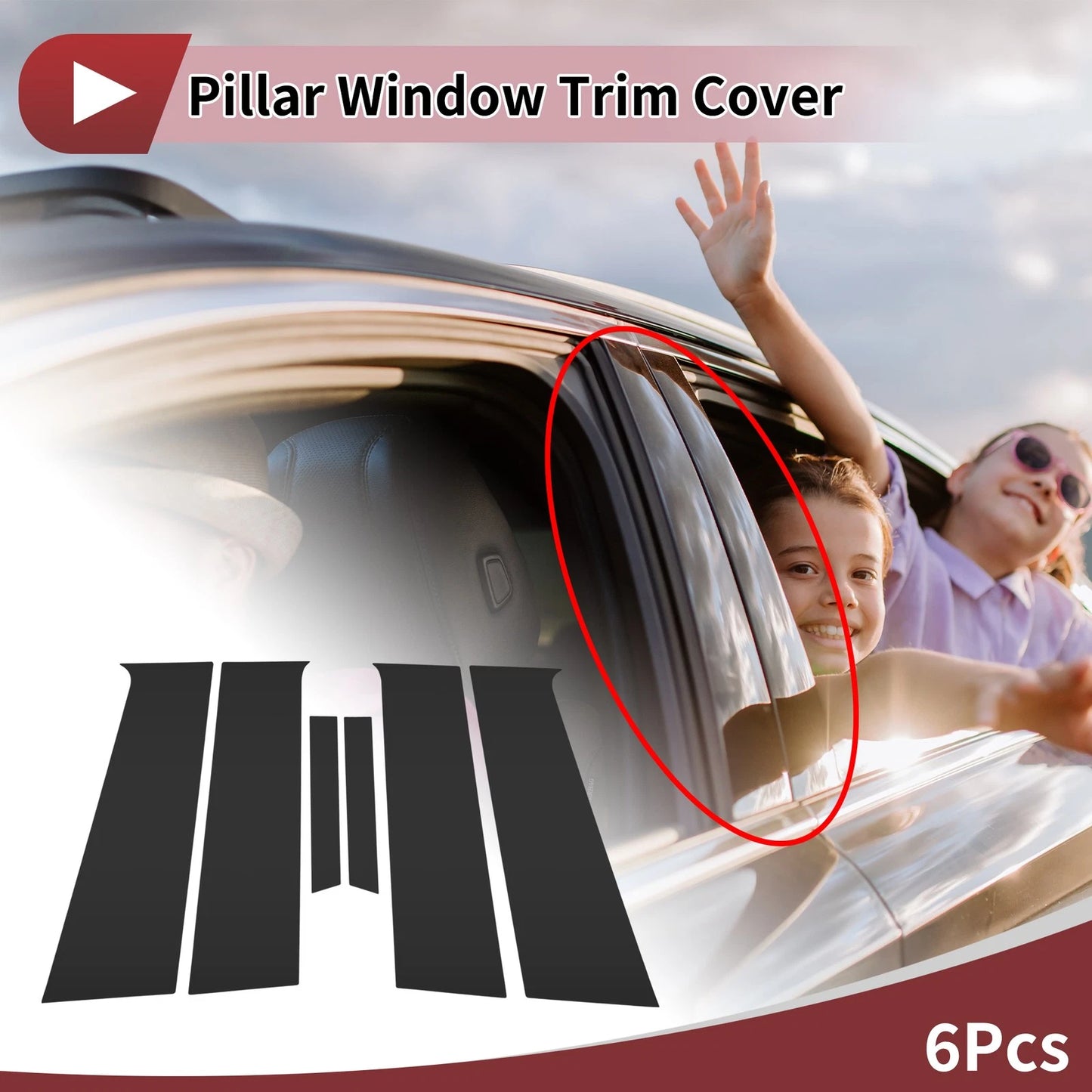 Door Pillar Window Trim for Chevrolet Aveo Sedan Black Front Rear Left Right