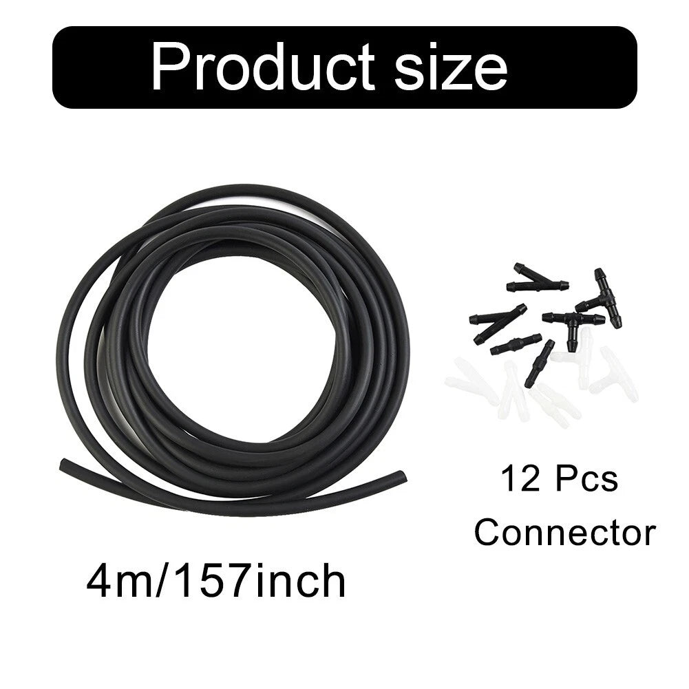 Windshield Wiper Washer Nozzle Hose Kit 4m 12 Connector Black/White