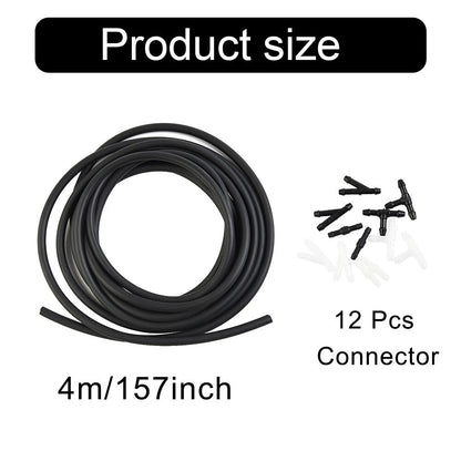 Windshield Wiper Washer Nozzle Hose Kit 4m 12 Connector Black/White