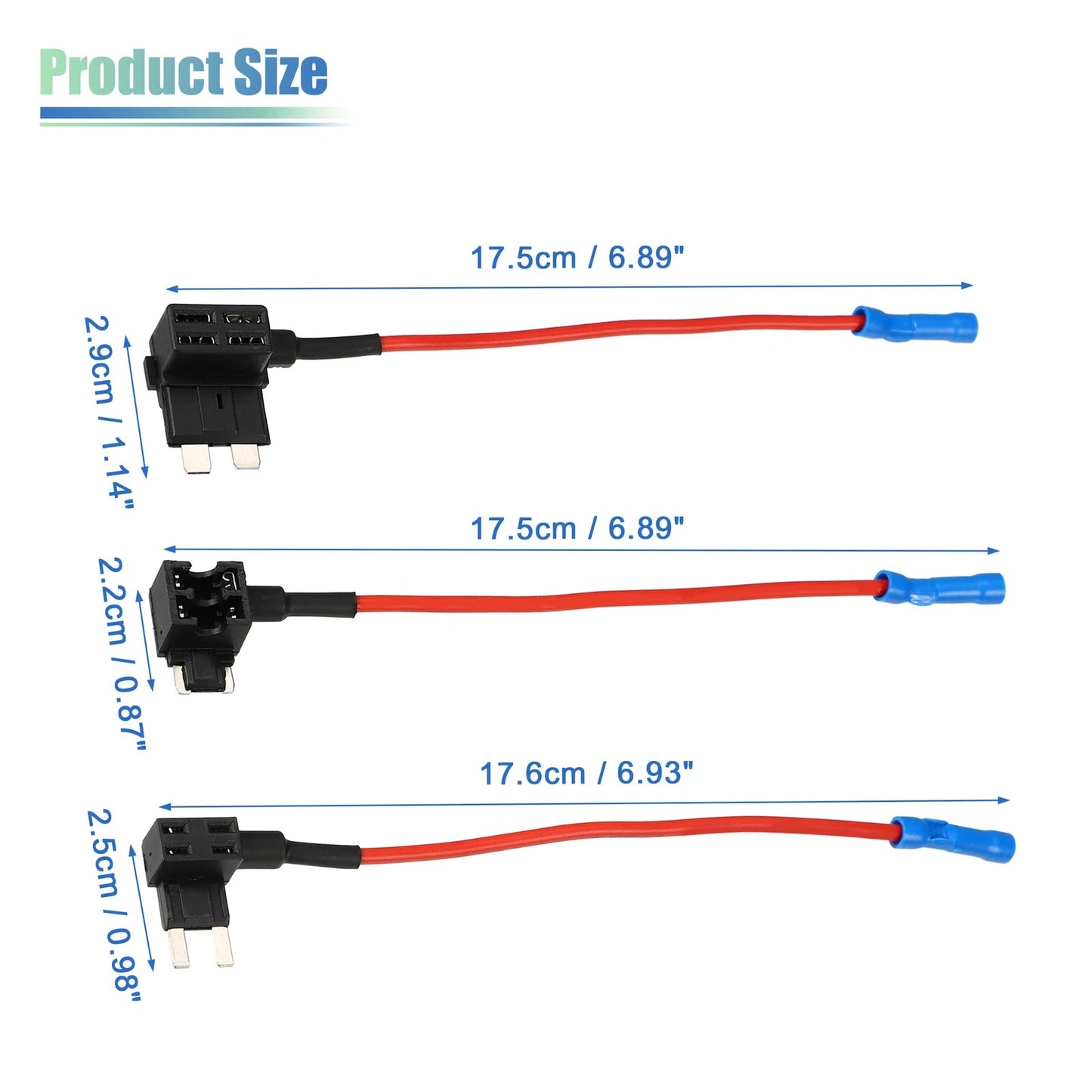 3 x Car Fuse Tap with 3 x 10A Mini Low Profile Fuses