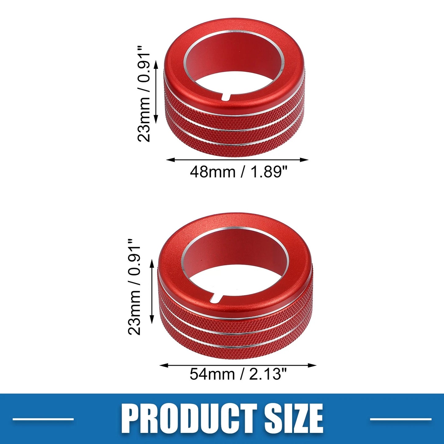 AC Button Ring Knob Cover Trim for Toyota 4Runner (2010-2020) - 3 x Red