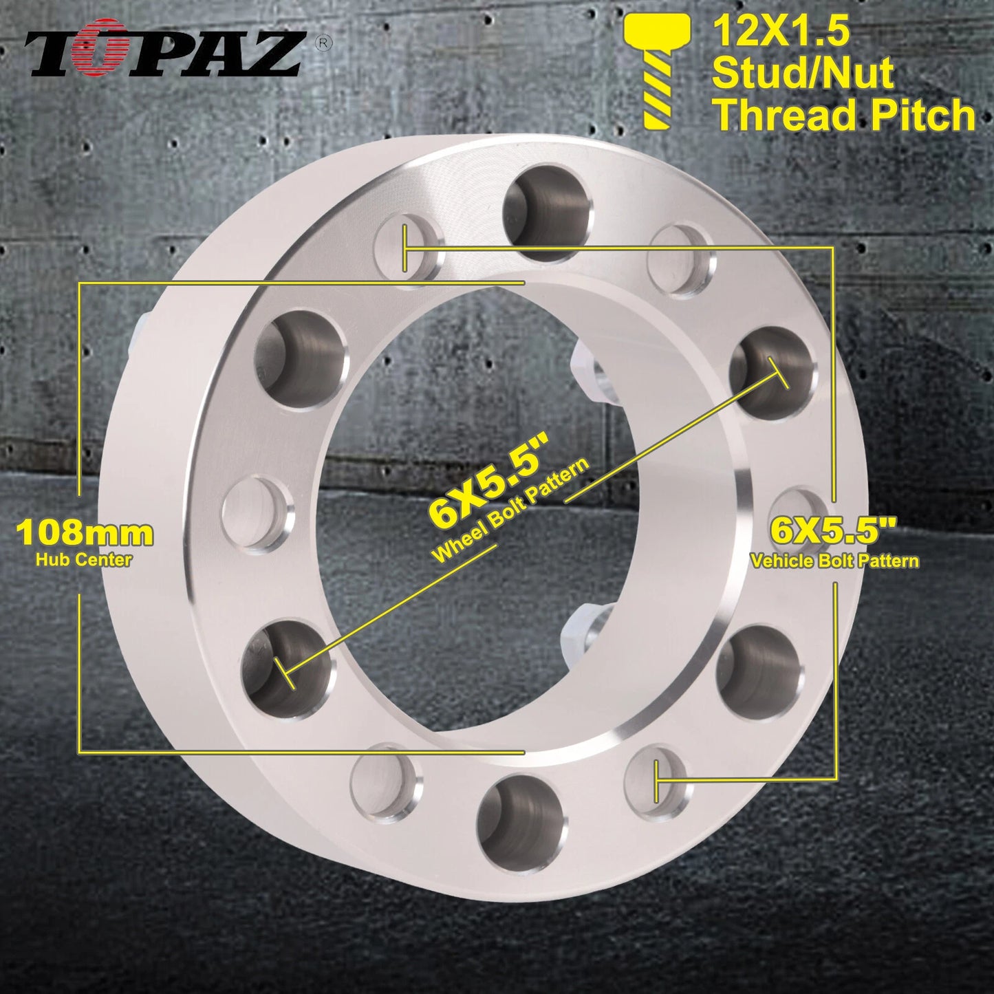 50mm 6 Stud Wheel Spacers 2 x 6x5.5" for Landcruiser Patrol Hilux 4WD 4Runner