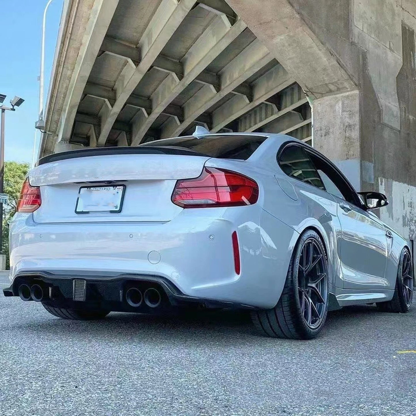 Rear Bumper Diffuser Lip w/ Square Lights for BMW 2 Series F87 M2 (16-22)