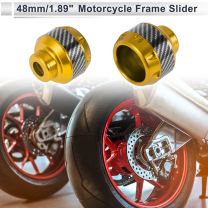 14mm Aluminum Alloy Carbon Fiber Motorcycle Slider Frame 2 x Gold Tone for Motorcycle
