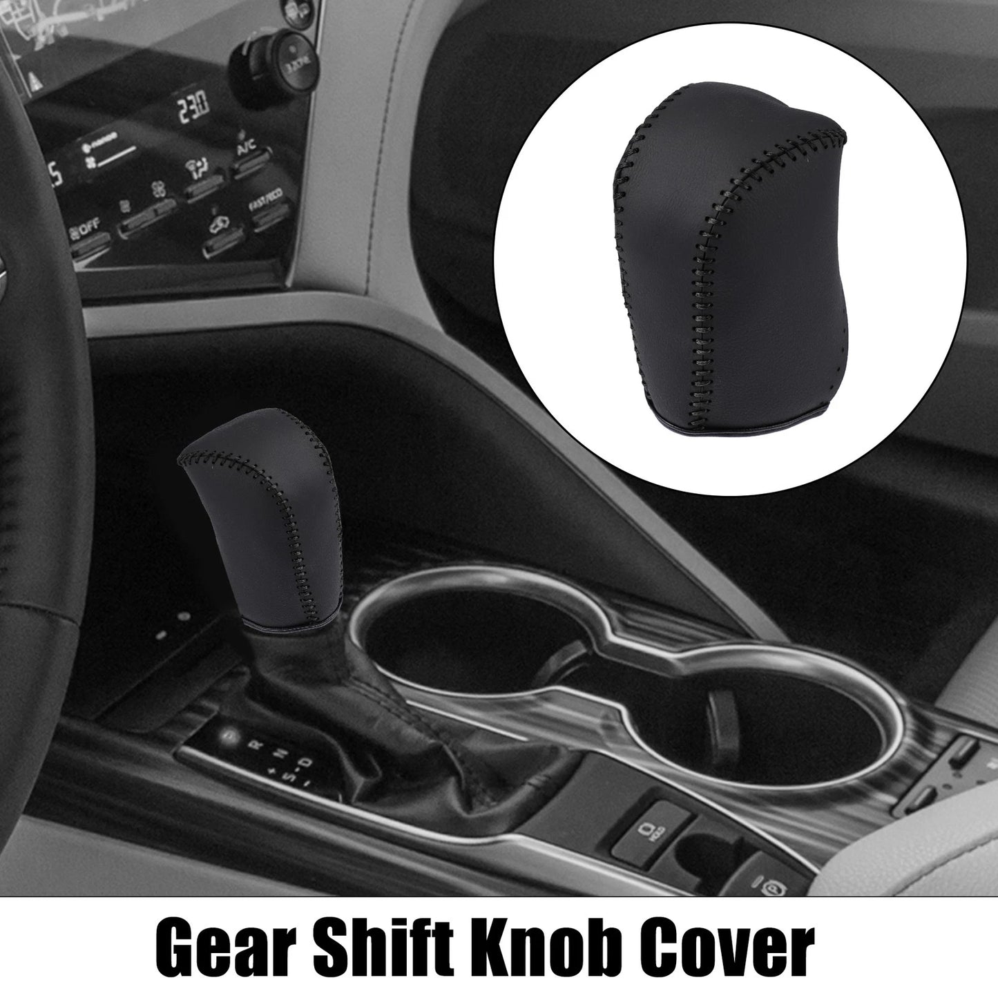 Gear Shift Knob Cover Black Faux Leather for Toyota Camry (2007–2011)