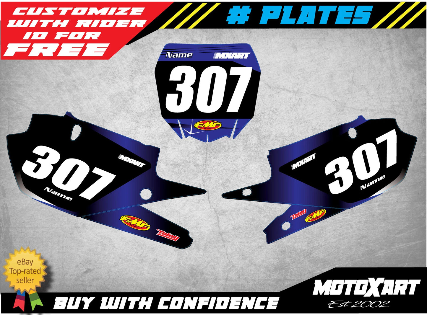 Custom Number Plates for Yamaha YZF 450 2018-2019 Models - BARBED Style
