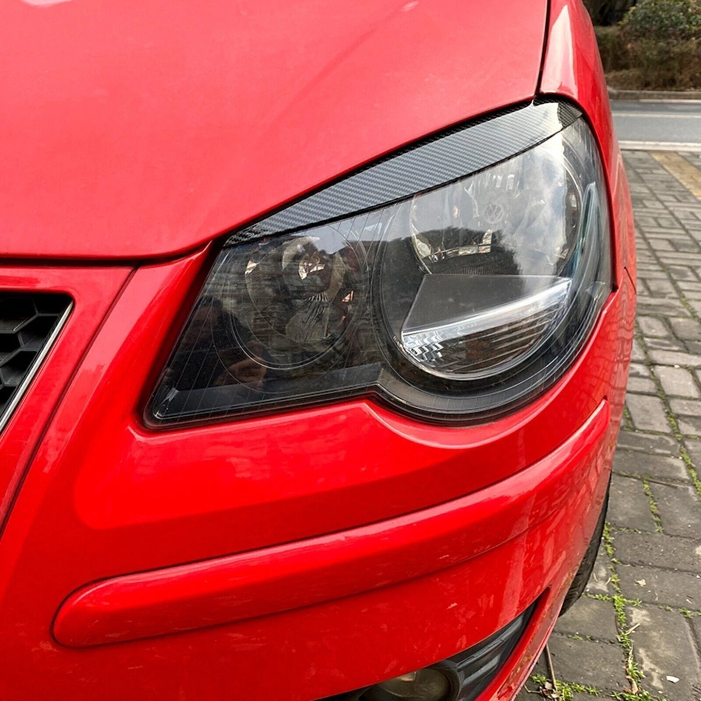 Headlight Eyelid Trim for Volkswagen Polo 9N 9N3 (2005-2009) Carbon Fiber Look