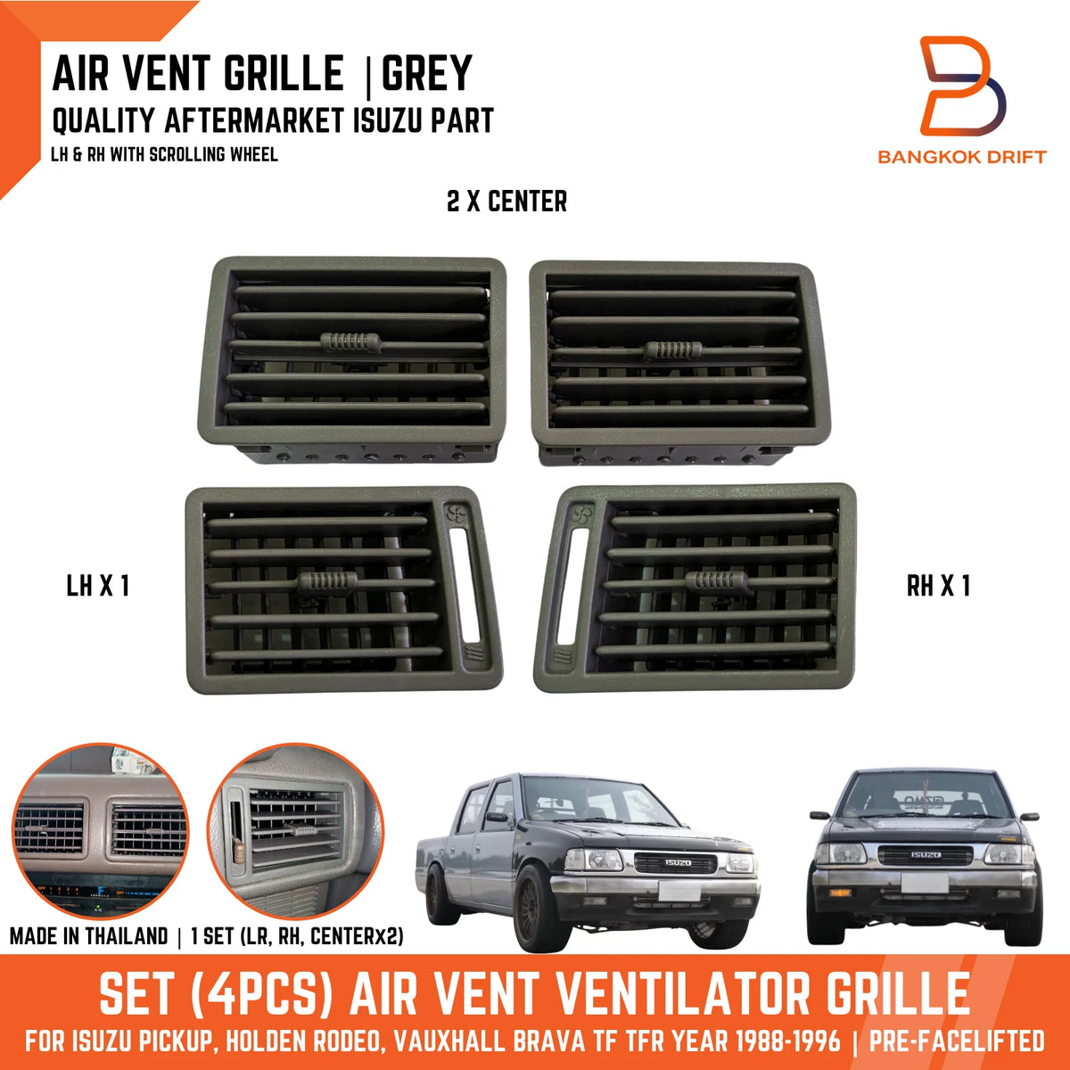 4 x Air Vent Grille for Holden Rodeo Ute TF (1988-1996)