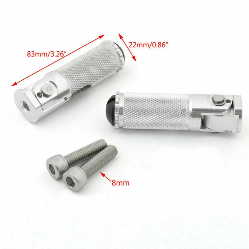 CNC Folding Foot Pegs for Universal Motor Silver