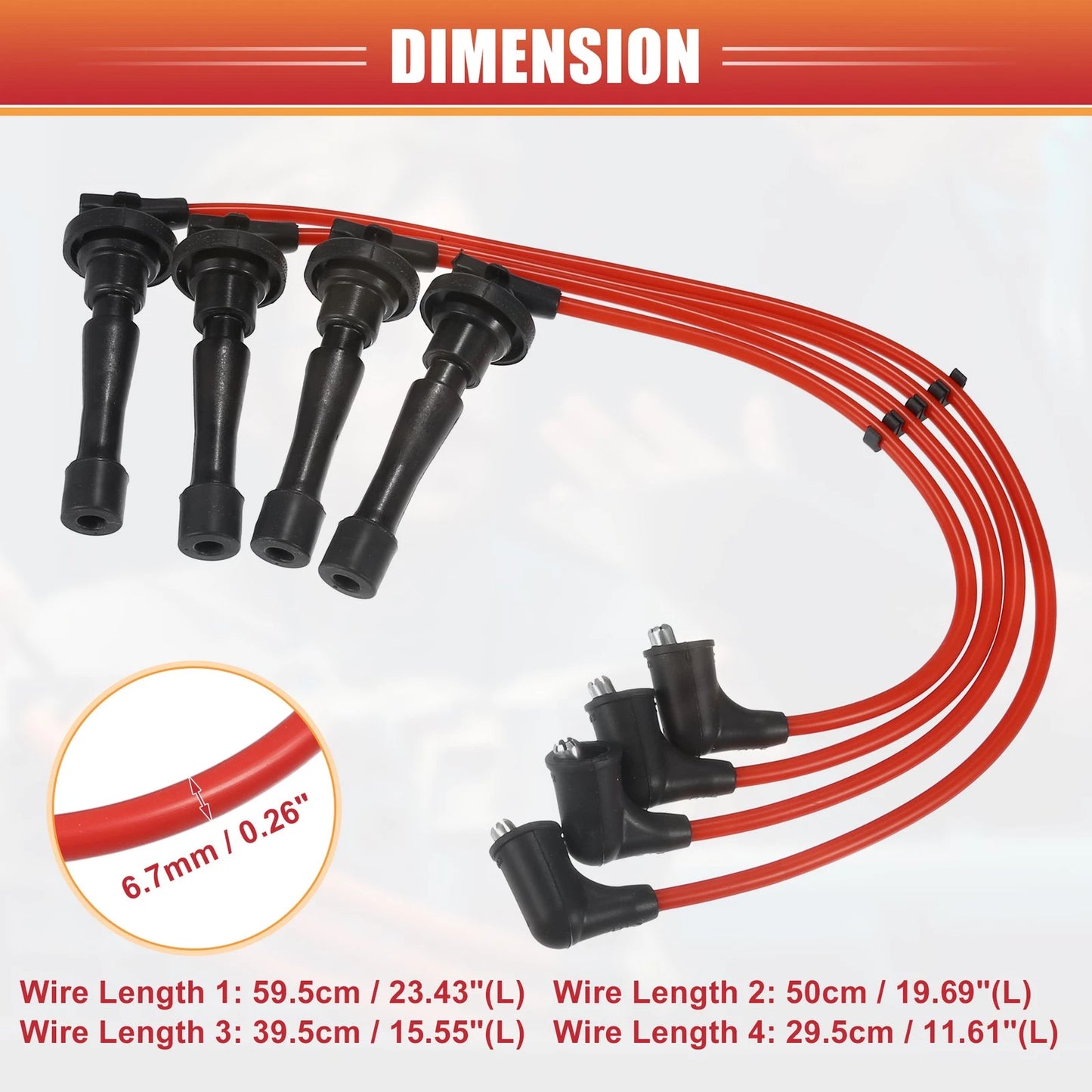 4pcs Spark Plug Wire Ignition Coil Cables for Acura Integra (1996-2001)