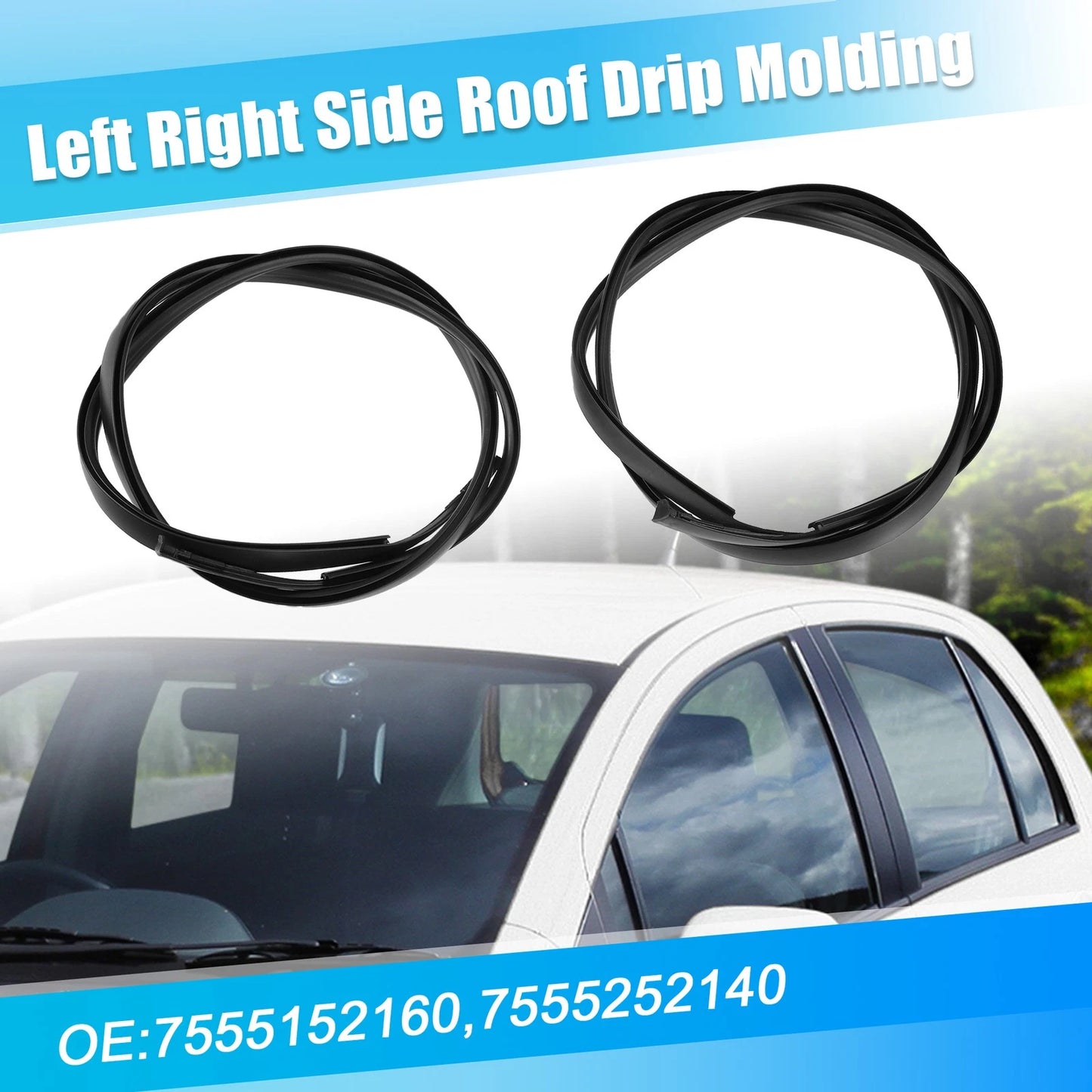2 x Roof Drip Weatherstrip for Toyota Yaris Sedan (2007-2011)