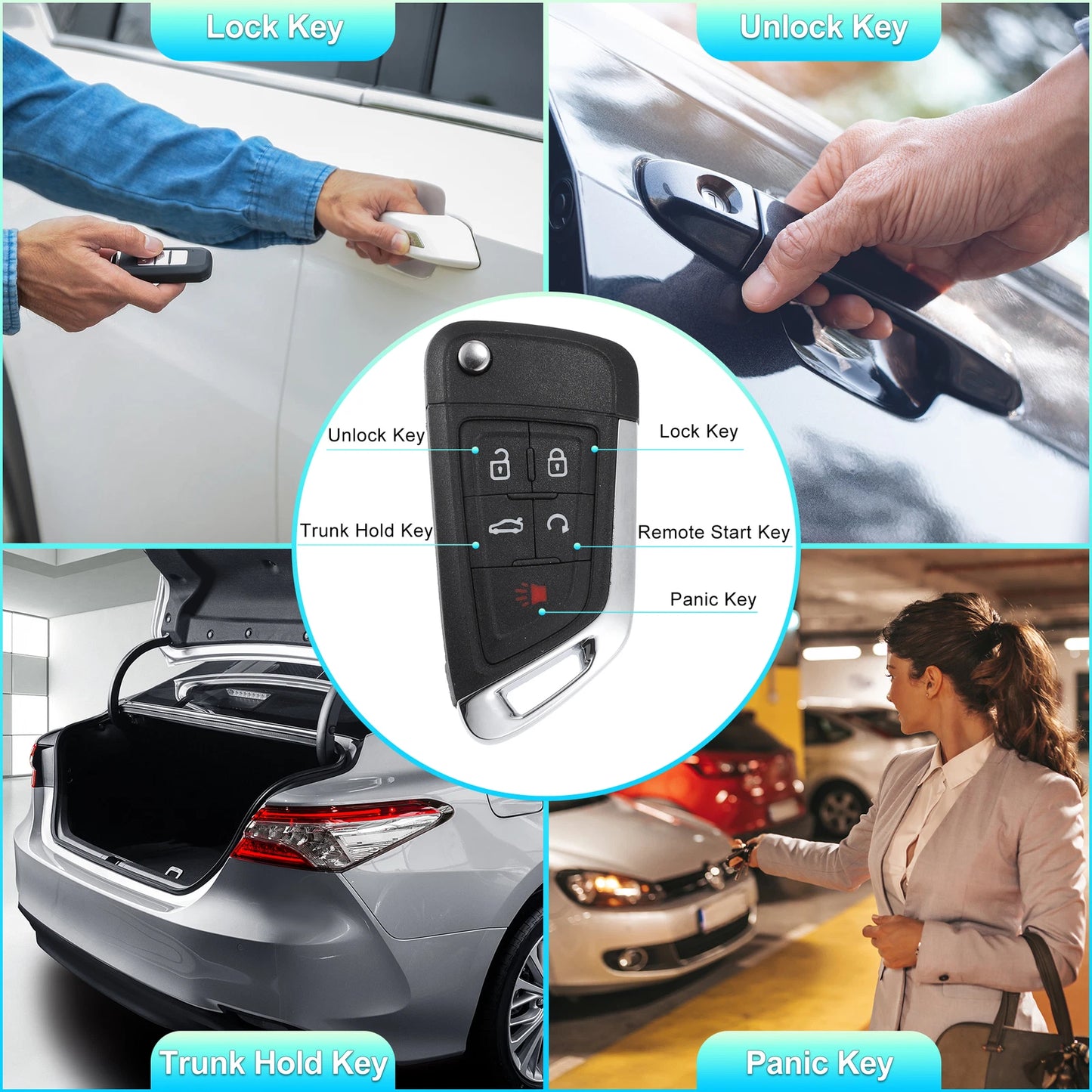 5 Button Key Fob Case Keyless Entry Remote Shell for Chevrolet