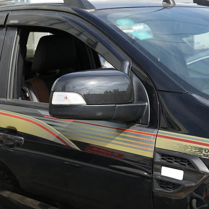 Carbon Black Rear View Side Mirror Cover Caps for 2015-2022 Ford Ranger