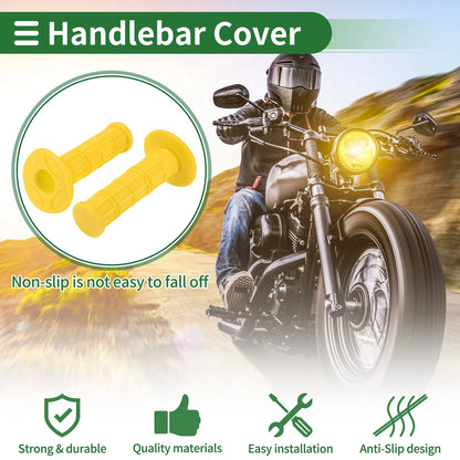 7/8 22mm Hand Grips Cover Kit Rubber Yellow Checkered Pattern for Motorcycle