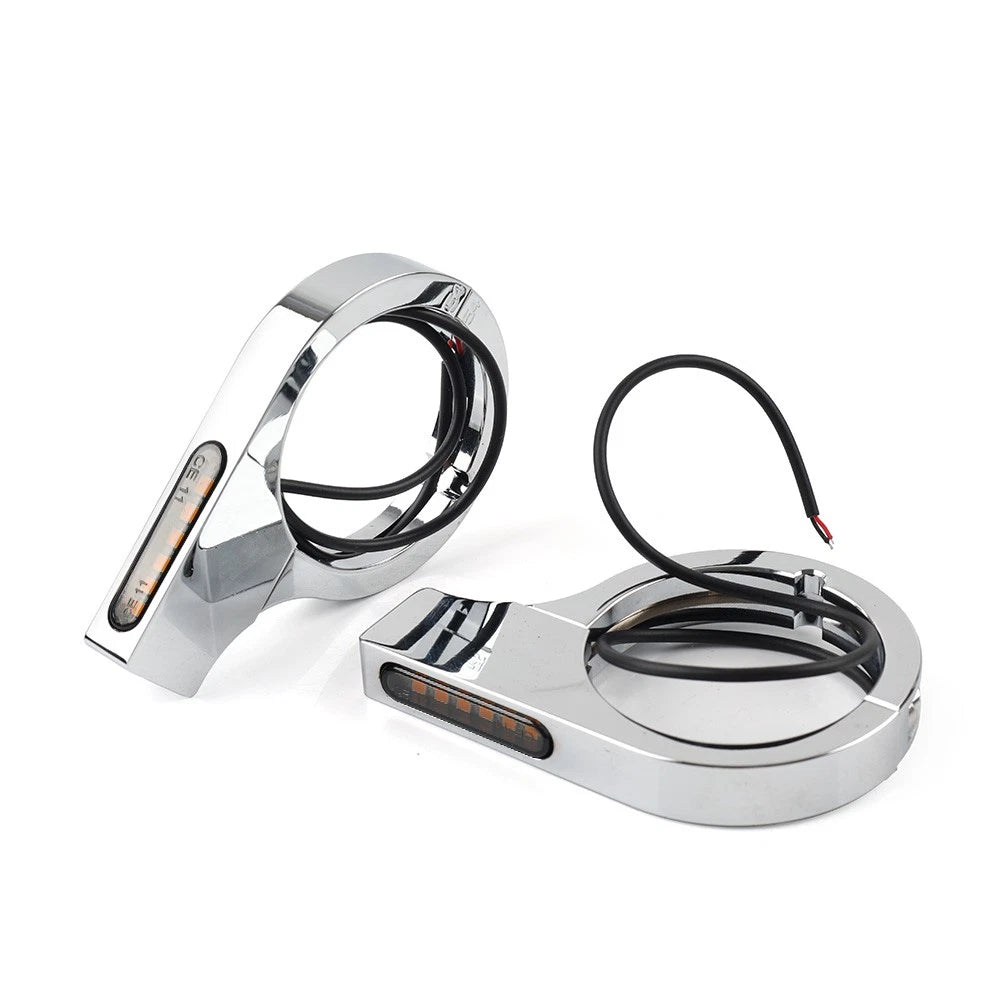 50MM-54MM Amber Fork Turn Signal Lights for Harley Touring Dyna