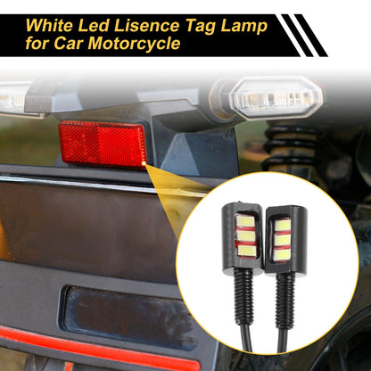 2 x White Black License Plate Light 12V Led Tag Lamp for Car Motorcycle