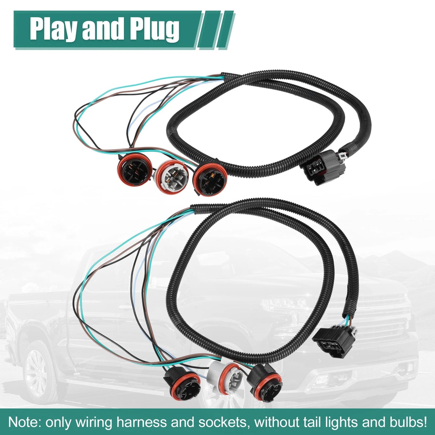 1 Pair Tail Light Wiring Harness for Chevrolet Silverado 1500 (2012-2013)
