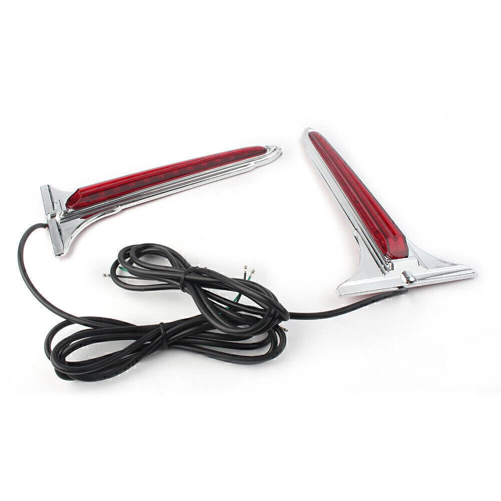 2 x Chrome LED Rear Saddlebag Accent Lights with Red Lens for Harley Touring
