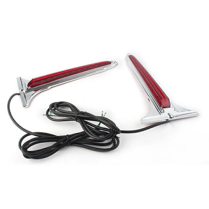 2 x Chrome LED Rear Saddlebag Accent Lights with Red Lens for Harley Touring