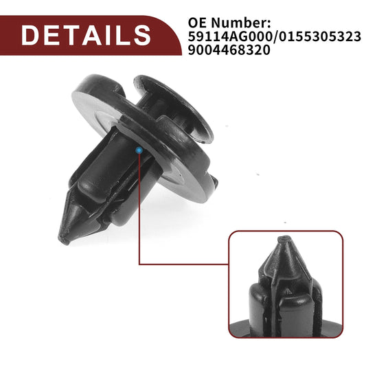 15 x Black Front Fender Skirt Clips for Mitsubishi Outlander (2007-2020)
