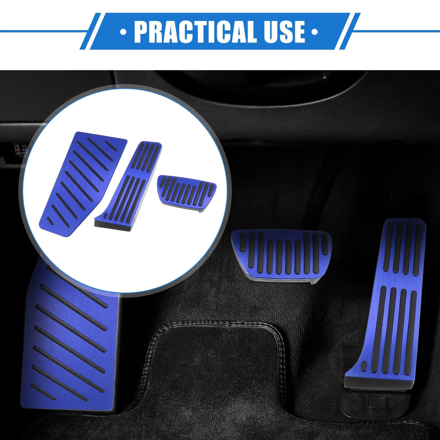 3 x Car Gas Accelerator Brake Foot Rest Pedals for Toyota RAV4 (2019-2021) Blue