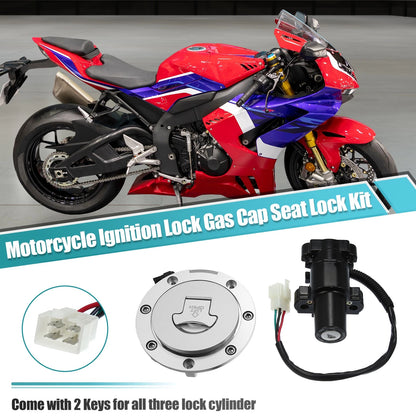 Ignition Switch, Fuel Cap & Seat Lock w/ Key for Honda CBR600F4i (2001–2007)