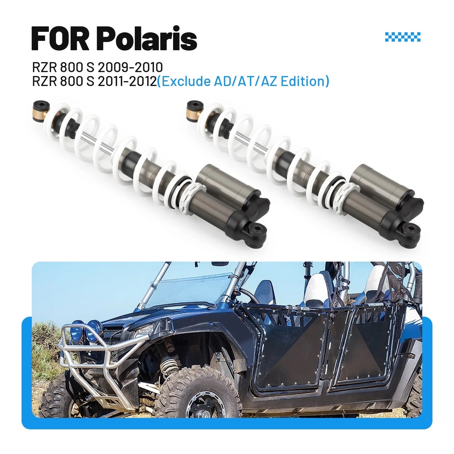 2 Pack Air Front Shocks for POLARIS RZR S 800 (2009-2012) Heavy Duty