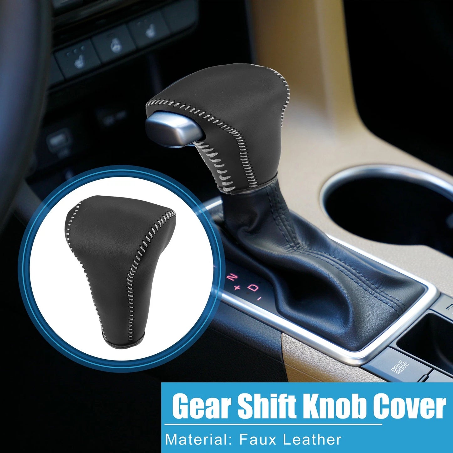 Gear Shifting Knob Cover for Honda CR-V (2017-2022) Black Gray Stitches