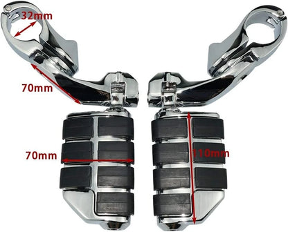 Chrome Motorcycle Foot Pegs for Harley (Fits 1.25" Bars)